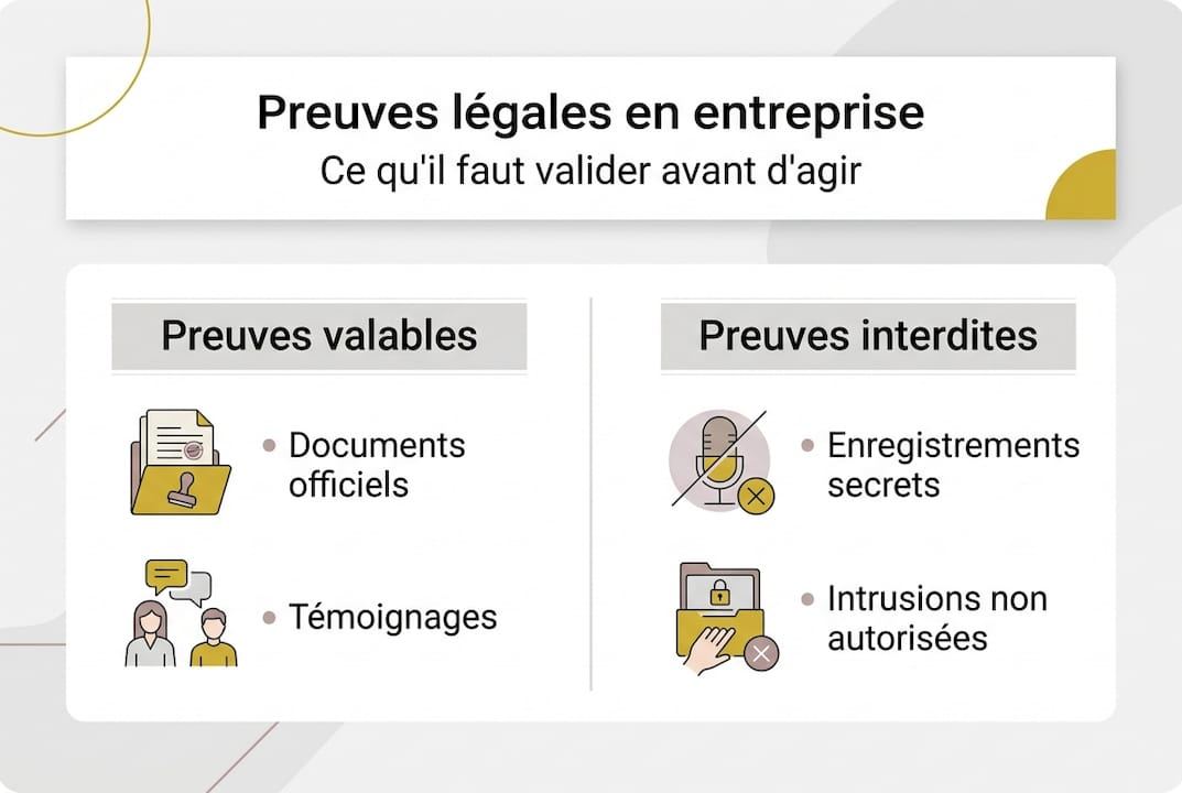 Investigation en entreprise : guide pour des preuves légales 2 Panorama des preuves exploitables et non recevables en justice